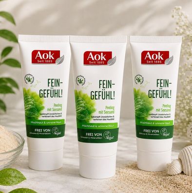 3x100ml Aok Seesand Peeling Scrub Mischhaut / Unreine Haut für Gesicht / Körper