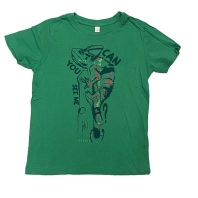Esprit T-Shirt Gr. 128/134 Grün Jungen Shirt Chamäleon Print Zustand Gut