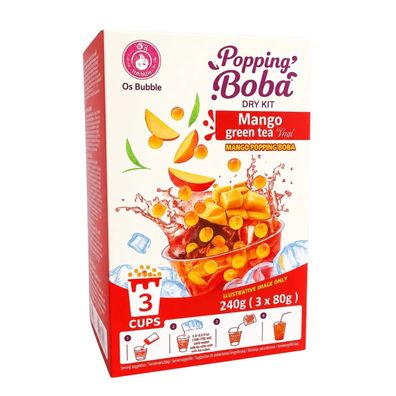 O´s Bubble Popping Boba DIY Kit Drink Mango Green Tea 240g (3x80g)
