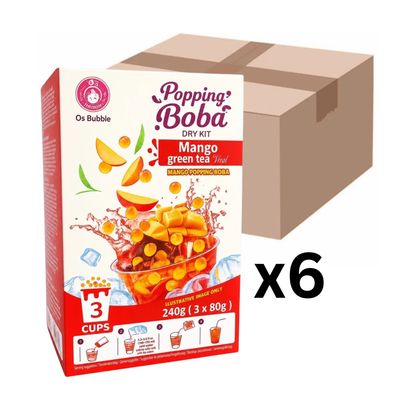 6er-Pack O´s Bubble Popping Boba DIY Kit Drink Mango Green Tea 240g (3x80g)