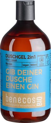 6x benecos benecosBIO Duschgel 2in1 BIO-Gin Haut & Haar - GIB DEINER DUSCHE EINEN