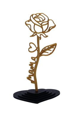 Deko Rose auf Herzsockel - Moderne Geschenkidee - stilvolle Tischdeko - Rose Dekofigu