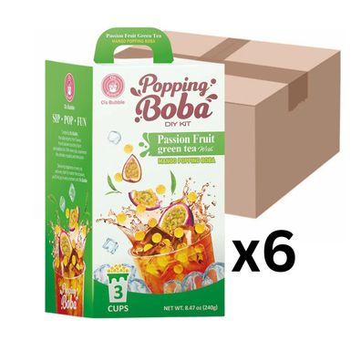 6er-Pack O´s Bubble Popping Boba DIY Kit Drink Passionsfrucht Green Tea 240g (3x80g)