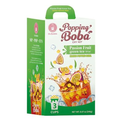 O´s Bubble Popping Boba DIY Kit Drink Passionsfrucht Green Tea 240g (3x80g)