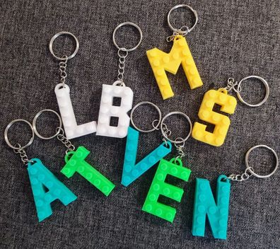 Schlüsselanhänger Buchstabe Lego Baustein Name 3D Druck verschiedene Farben