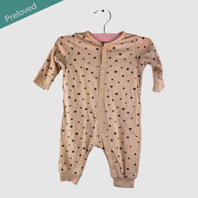 H&M Baby Overall Gr. 50 Beige Gepunktet Strampler Einteiler Zustand Sehr Gut