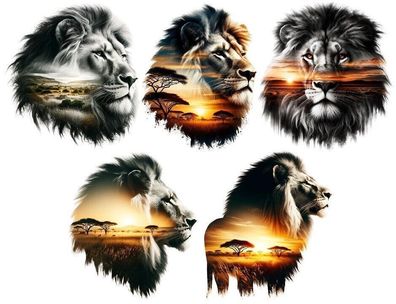 Bügelbild Bügelmotiv Löwe Afrika Safari Junge Mädchen verschiedene Größen