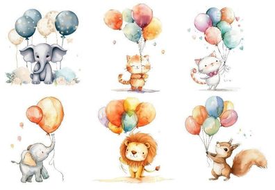 Bügelbild Bügelmotiv Luftballon Tier Katze Löwe Tiger Bär verschiedene Größen