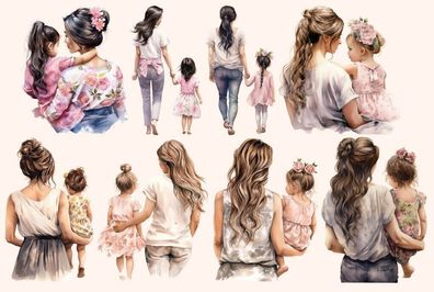 Bügelbild Bügelmotiv Mama Mutter Tochter Kind Mädchen verschiedene Größen