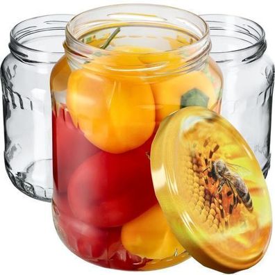 KADAX Einmachgläser, Marmeladengläser 720 ml (Biene / 16 Stück)