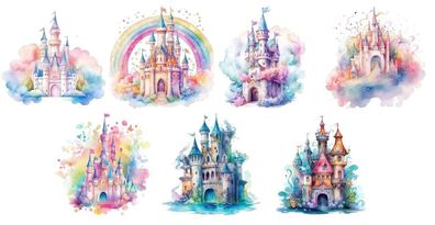 Bügelbild Bügelmotiv Schloss Burg Märchen Magie Mädchen verschiedene Größen