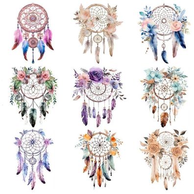 Bügelbild Bügelmotiv Traumfänger Dreamcatcher Blumen Mädchen verschiedene Größen