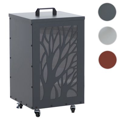 Pelletbehälter HWC-Q30 Bäume, Pelletbox Aufbewahrungsbox, Rollen Füße 64x36x36cm