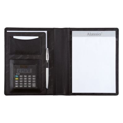 Alassio BORMIO Schreibmappe Konferenz-Mappe Organizer Lederimitat schwarz 43004