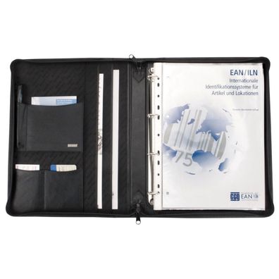 Alassio Ringbuchmappe A4 MONZA Nappaleder schwarz (30010)