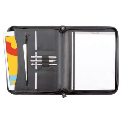 Alassio Reißverschlussmappe A4 MILANO Leder schwarz (30013)