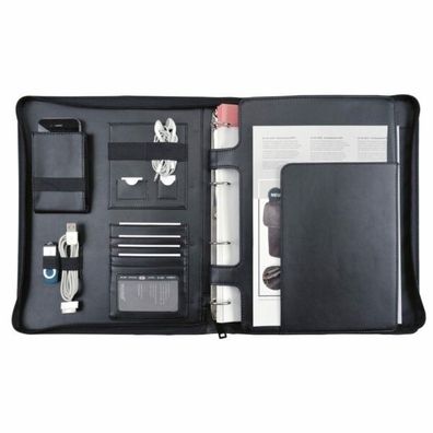 Alassio Tabletmappe A4 Imperia Schreibmappe Orgamappe Lederimitat schwarz 30107