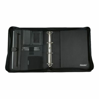 Alassio Tagungsmappe A4 OSI Schreibmappe Ringbuchmappe Lederimitat schwarz 30076