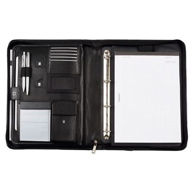Alassio Orgamappe A4 TRENTO Schreibmappe Ringbuchmappe Lederimitat schwarz 30114