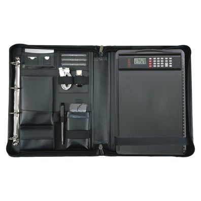 Alassio Orgamappe A4 CESENA Schreibmappe Konferenzmappe Nappaleder schwarz 30072