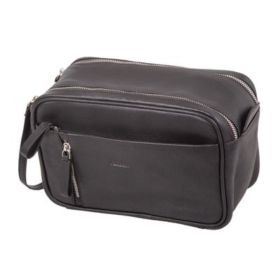 Alassio Kulturtasche SALINA Waschbeutel Kulturbeutel Washbag Leder schwarz 47036