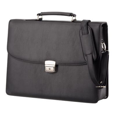 Alassio Aktentasche ANZIO Businesstasche Umhängetasche Lederimitat schwarz 47013