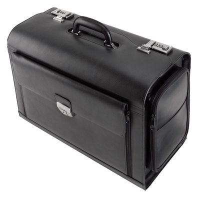 Alassio Pilotenkoffer VERONA Aktenkoffer Aktentasche Koffer Leder schwarz 45057