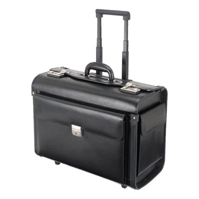 Alassio Pilotenkoffer Silvana Trolley Laptop Businesskoffer Leder schwarz 92705