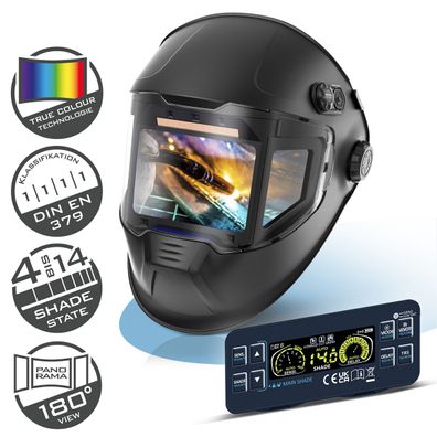 Stahlwerk Automatik-Schweißhelm SPLIT 3-in-1 mit 180° Sichtfeld, LCD-Farbdisplay
