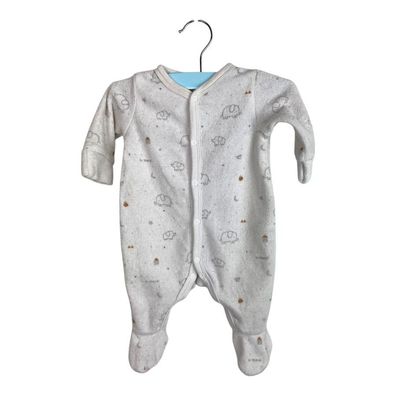 C&A Newborn Baby Club Strampler Gr. 56 Weiß Elefanten Baby Schlafanzug Sehr Gut