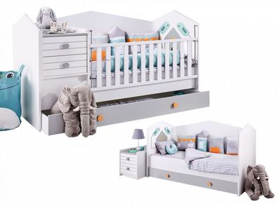 Mitwachsendes Babybett BIRD HOUSE, 70x170cm