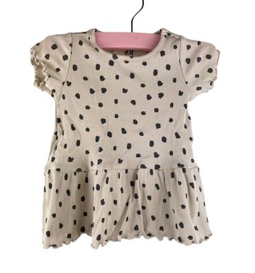 H&M Baby Kleid Gr. 56 Nude Gepunktet Rippstoff Sommerkleid Sehr Gut