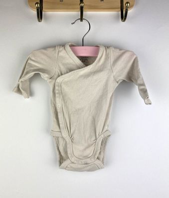 H&M Wickelbody Gr. 56 Beige Langarm Baby Body Sehr Gut Unisex