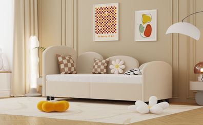 Sonnenh Kinderbett Beige 90 x 200 cm mit Stauraum