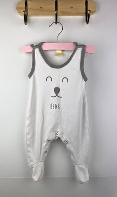 Patinio Strampler Gr. 56 Weiß Bear Baby Strampler Mit Füßchen Sehr Gut