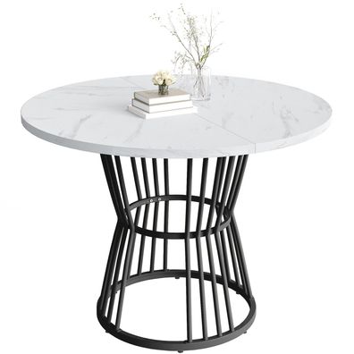 Sonnenh Runder Esstisch 100 x 100 x 75 cm Schwarz MDF für Küche Esszimmer