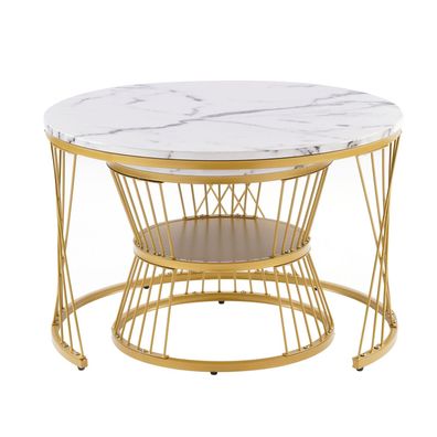 Sonnenh Couchtisch-Set 70 x 70 x 47 cm Weiß MDF Wohnzimmer
