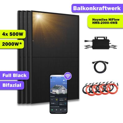 2000W Balkonkraftwerk Komplettset Bifazial & Hoymiles HMS-2000-4WB WLAN BT