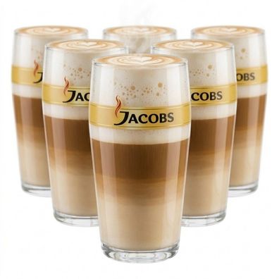 Jacobs 6er Gläserset 400ml Cappucino Tassimo Kaffeegläser Latte Macchiato Glas