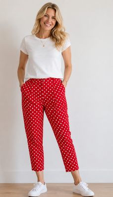 Stretchhose Modell "BELLA 09" Designermarke ROBELL, Schlupfhose mit Polka Dots
