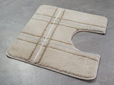 Kleine Wolke Today WC-Vorleger Macadamia Beige 55x55cm Weich Hochflor Karomuster