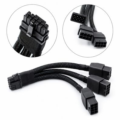 B85 GPU PCIe 5.0 12VHPWR Adapterkabel 16 Pin auf 3x 8 Pin 600W 16cm für RTX 4090 RTX