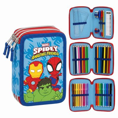 Marvel Spidey Federmäppchen Kinder Schüleretui mit Zubehör Schule
