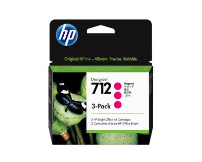 HP 712 3er-Pack Magenta DesignJet Druckerpatrone, 29 ml