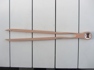 Holz Grillzange Buchenholz mit Flaschenöffner 50cm Premium Grillzange
