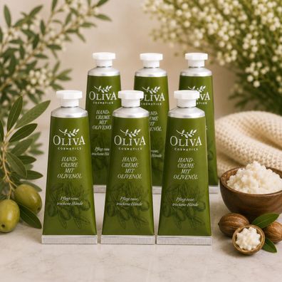 6x30ml OLIVA Cosmetics Handcreme mit Olivenöl Hand Creme