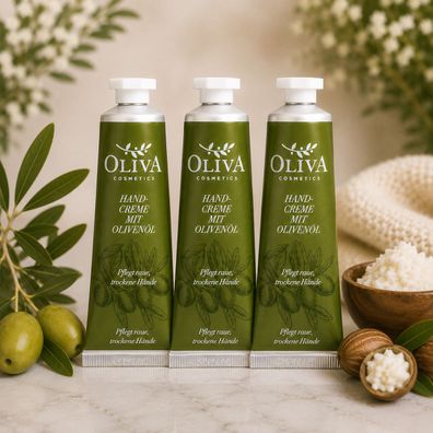 3x30ml OLIVA Cosmetics Handcreme mit Olivenöl Hand Creme