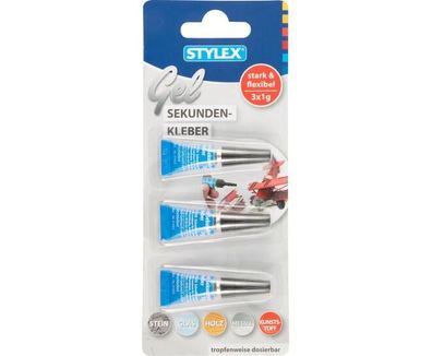 Sekundenkleber Gel 3 Tuben á 1 g Stylex 31053