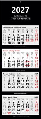 XXL 4-Monatskalender 2027 schwarz großer Wandkalender Bürokalender 4 Monate