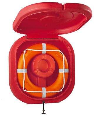 Lindemann, Rettungsring- Container mit Klappe, Rot- Orange